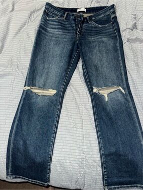 BKE Dark Blue Distressed Flare Jeans